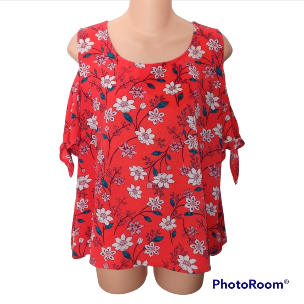 Cold Shoulder Floral Top. Honey Peace. XL